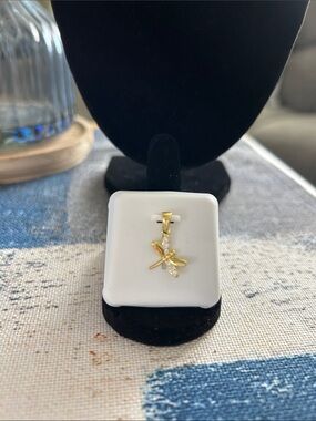 Gold Dragonfly Pendant with 925 Silver Moissanite Diamonds.  0.50 CTW